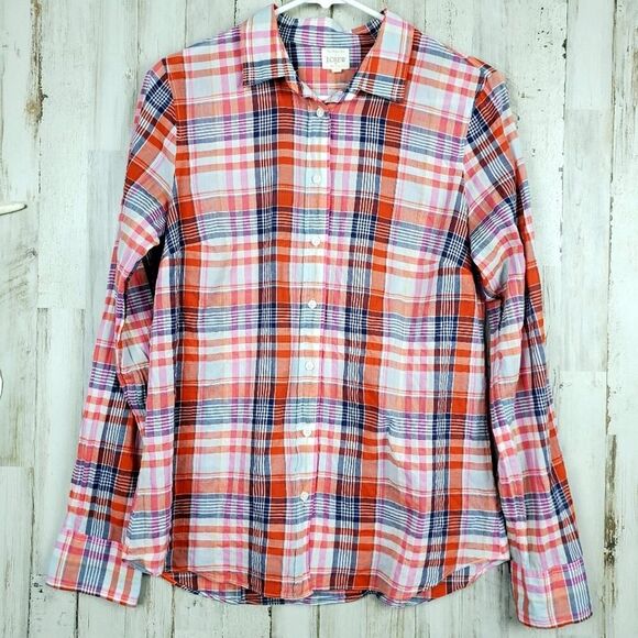 J.Crew Button Down Shirt Pink Orange Size Small - Picture 1 of 10